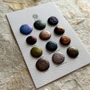 Pre-Order! Handmade Watercolor Dotcard #2 - Bestsellers - 12 shimmer watercolor sample dots
