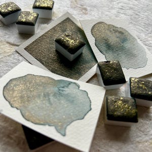 古代の森〜ムーディーなダークグリーンの水彩絵の具〜メタリックな手作りのシマー水彩絵の具