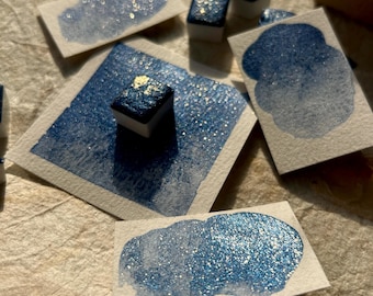 Limited Edition - Blue Gold ~ Handmade shimmer watercolor paint