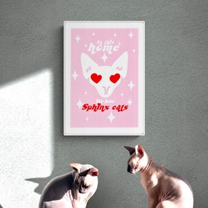 Sphynx cat art print | Digital Download | Sphynx cat drawing | illustration | hairless cat art | cat portrait | cat mum gift | cat art