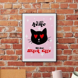Black Cat art print | Digital Download | black cat gift | illustration | pet portrait | cat mum gift | cat art print | cat mom