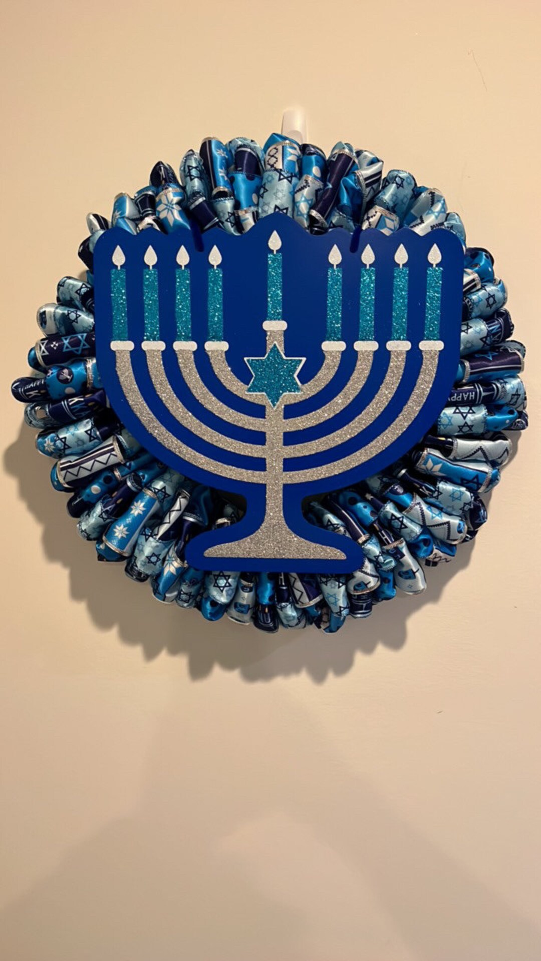 Ribbon Menorah Wreath - Etsy