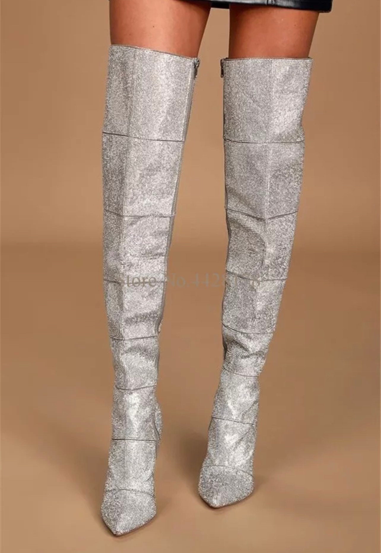 Knee High Rhinestone Boots - Etsy