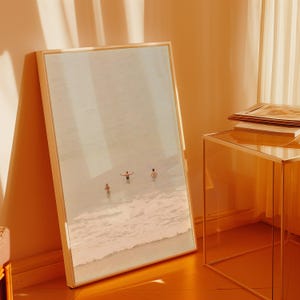 Herunterladbare Meereswellen Druck, blaue Strandwelle Fotografie, modernes Küstengewässer Plakat, große druckbare Wandkunst