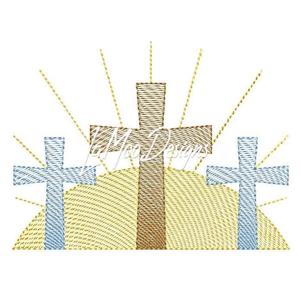 Easter Cross Embroidery Design | Quick Stitch Machine Embroidery Design 4 Sizes 4x4 5x7 6x10 8x8