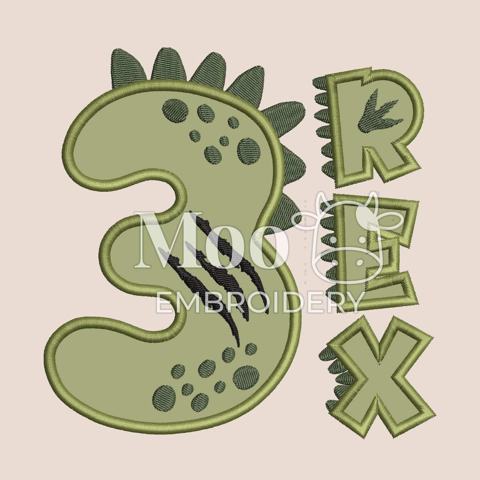 Three Rex Pattern 3 Rex Dinosaur Embroidery Applique Design, T-rex Birthday 4 Sizes ...