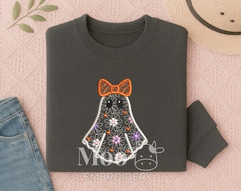 Floral Lace Ghost Embroidery Design – Halloween Applique (Digital Download)