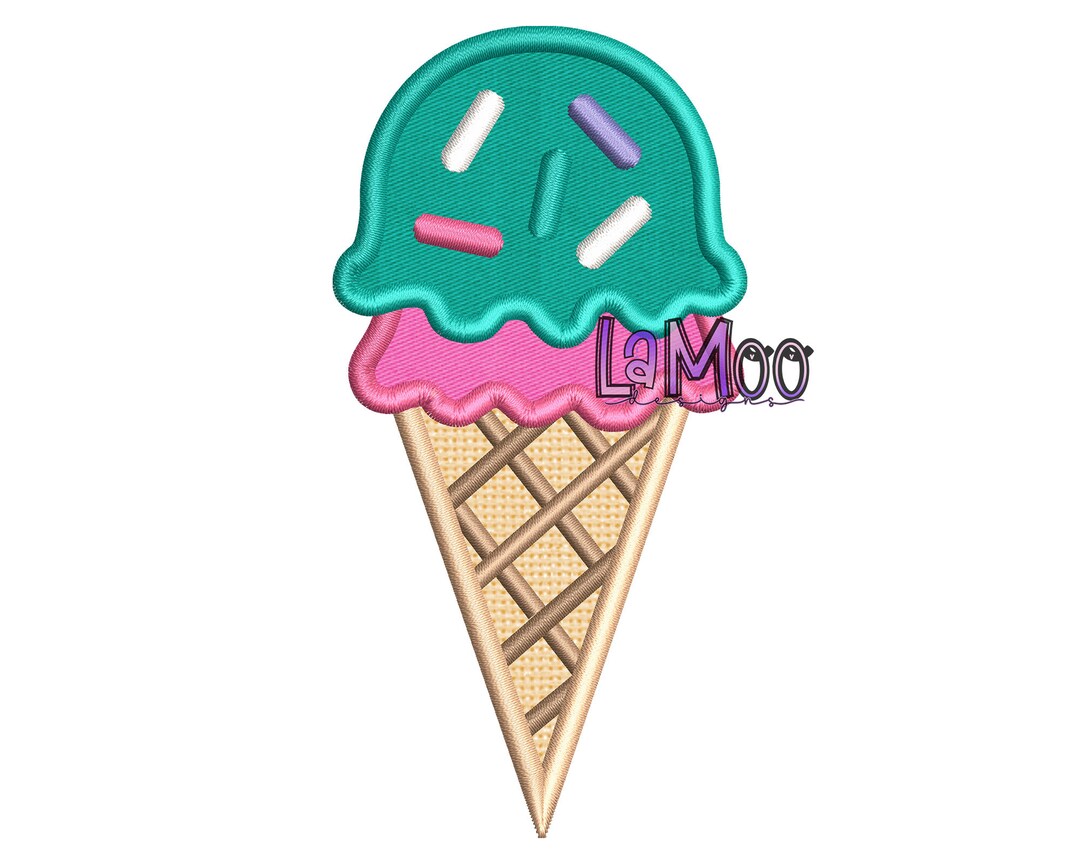 Ice Cream Cone Embroidery Applique Design 5 Sizes Ice Cream Etsy