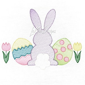 Sketch Easter Bunny With Eggs Easter Rabbit Tulips Embroidery Design ...