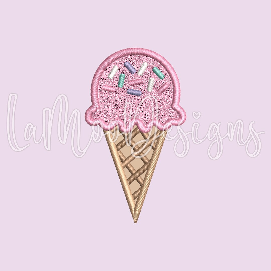 Ice Cream Cone Embroidery Applique Design, 6 Sizes Ice Cream Waffle