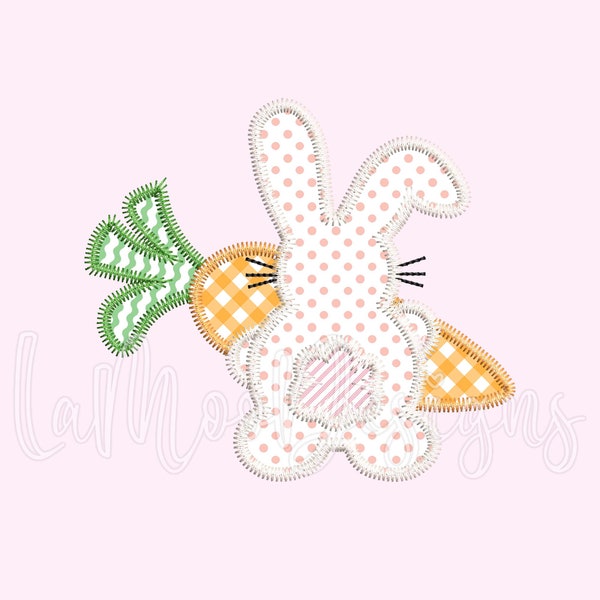 Easter Bunny Zigzag Stitch Embroidery Design Applique 4x4 5x7 6x10