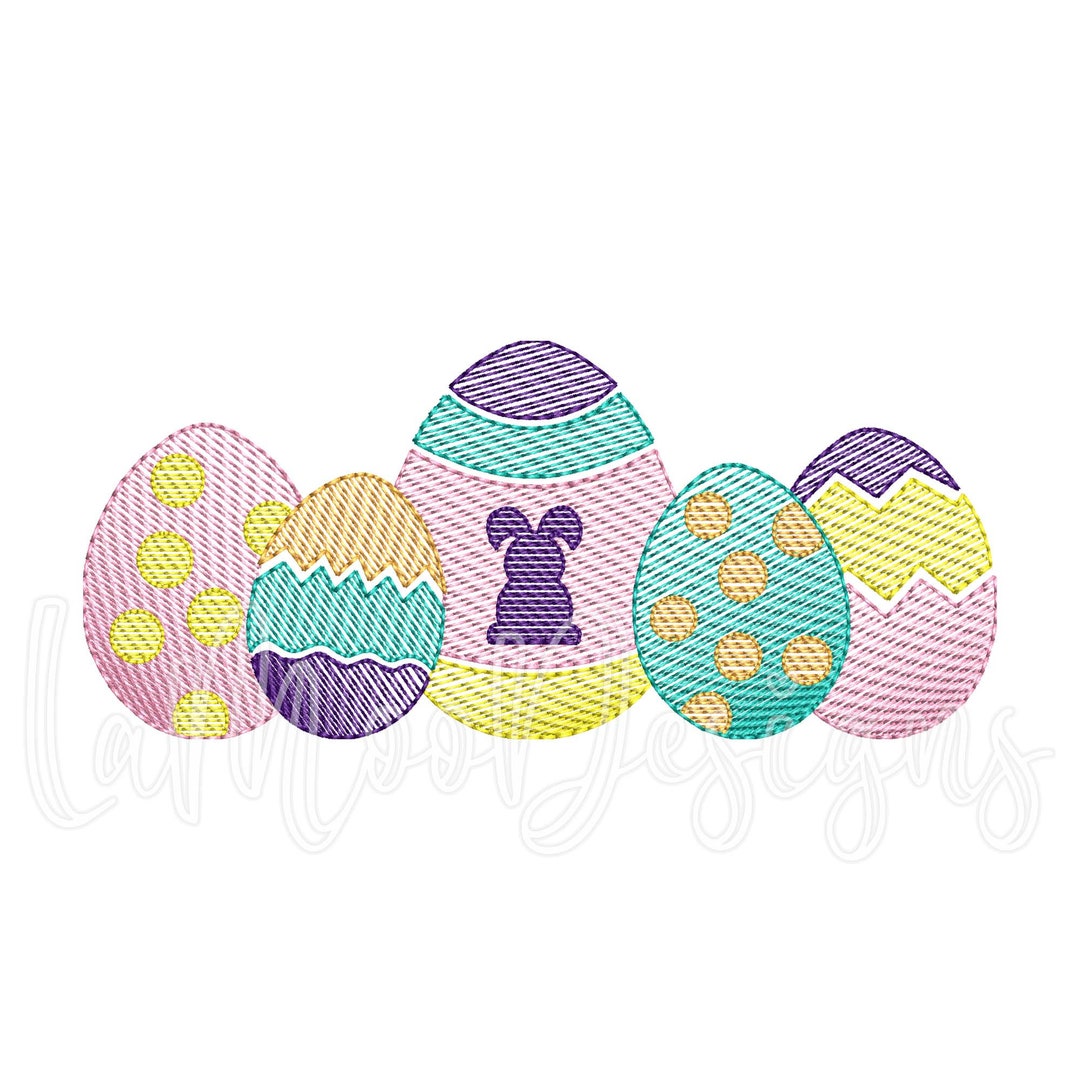 Sketch Easter Eggs Embroidery Design, Bunny Eggs 4 Sizes (digital ...