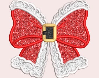 Christmas Bow Embroidery Applique Design 3 Sizes, Satin Stitch Machine Embroidery Design, Bow Embroidery Design, Coquette Christmas Bow