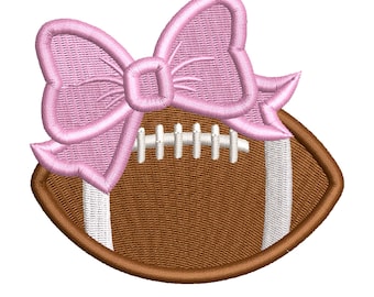 Football with Bow Embroidery Design: Fill Stitch (Digital Download)