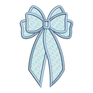 Bow Embroidery Applique Design 6 Sizes, Satin Stitch Machine Embroidery Design, Bow Embroidery Design, Coquette Bow, Long Tails Bow
