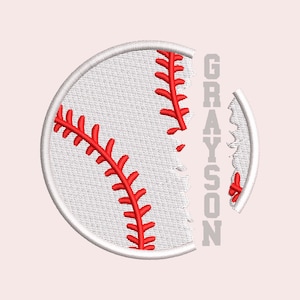 Split Baseball Embroidery Design 7 Sizes, Filled Machine Embroidery Design, Baseball Softball Embroidery Design, Split Baseball Softball