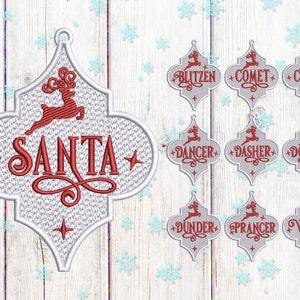 FSL Arabesque Reindeer Ornament Embroidery Design Bundle, Freestanding Lace Christmas Ornament, Instant Download 2 Sizes 4x4 5x7 11 Designs