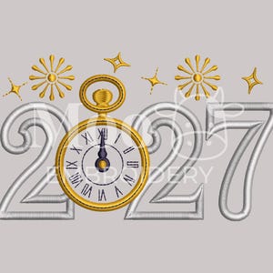 New Year 2027 Applique Embroidery Design, Five Sizes Fits Hoops 4x4 5x7 6x10 8x8, 2027 Machine Embroidery Design, Satin Stitch Applique