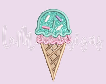 Ice Cream Cone Embroidery Applique Design, Satin Stitch (Digital File)