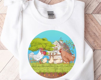 Chicken Lovers Sweatshirt, Women's Chicken Shirt, Chicken Sweater For Women, Chicken Sweatshirt, Farm Animal Sweatshirt, Mothers Day Gift