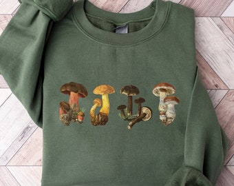 Botanical Mushroom Sweatshirt: Vintage Plant Shirt, Nature Lover Gift