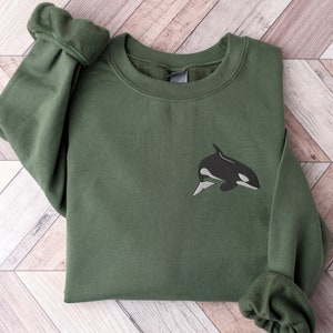 Embroidered Orca Sweatshirt, Embroidered Orca Whale Sweatshirt, Orcas Shirt, Orca Whale Shirts, Ocean Sweatshirts, Fish Shirts, Marine Shirt