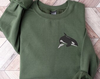 Embroidered Orca Sweatshirt: Unisex Ocean Marine Shirt