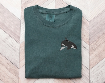 Comfort Colors Orca Shirt, Killer Whale Shirt Embroidered, Orca Crewneck, Orca Whale Embroidery, Nature Lover Gift, Marine Biologist Gift