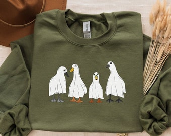 Ghost Duck Halloween Sweatshirt: Spooky Season Crewneck