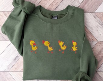 Embroidered Duck Crewneck Sweatshirt: Silly Goose Shirt