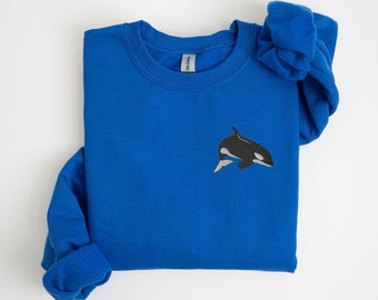 Embroidered Orca Sweatshirt: Unisex Ocean Marine Shirt