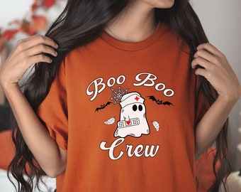 Boo Crew Shirt: Funny Halloween Nurse Ghost Unisex Tee