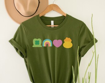 Lucky Charm St Patrick's Day Tee: Shamrock Rainbow Heart Shirt