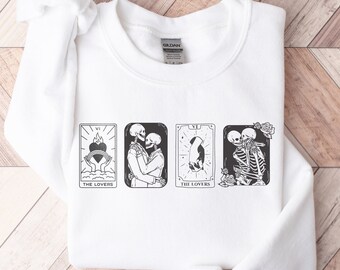 The Lovers Tarot Card Sweatshirt: Skeleton Couple Valentine's Day Shirt
