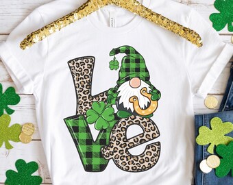 LOVE St Patrick Day Gnomes Shirt, St Patricks Day Shirt, Shamrock Lucky Lips, Four Leaf Clover, Shamrock Shirts, Patrick's Day, Irish Tshirt