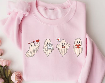 Valentines Day Sweatshirt, Valentines Ghost Shirt, Cute Ghost Sweater, Spooky Valentine Shirt, Love Ghost Shirt, Valentines Day Gift for Her