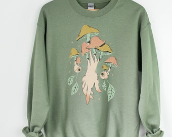 Mushroom Sweatshirt, Pastel Goth Clothing, Soft Grunge Shirt, Gothic Hoodie, Cottagecore Clothing, Creepy Witch Sweater, Alt Indie Clothing