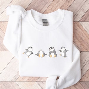 Penguin Shirt, Cute Christmas Sweater, Women's Ugly Christmas Sweater, Christmas Sweatshirt Animals, Gift For Girlfriend, Winter Animals Tee