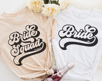 Retro Bride Shirt, Bachelorette Party Favor Shirt, Bride Squad Shirt, Bride Gift, Bridal Gift, Wedding Gift, Wife Shirt, Bridesmaid Shirt