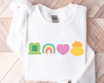 Lucky Charm Sweatshirt, lucky shirt, st. patrick's day sweatshirt for women, shamrock rainbow shirt, heart sweatshirt, love st pattys day