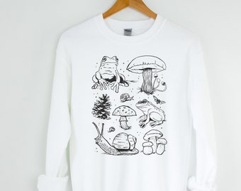 Vintage Illustration Mushroom Decor Art Shirt, Botanical Shirt, Plant Shirt, Mushroom Shirt, Hippie Shirt, Nature Lover, Cottagecore Sweater