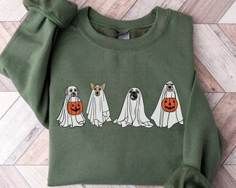 Ghost Dog Halloween Sweatshirt: Spooky Season Dog Lover Crewneck