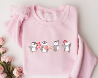Cute Valentine's Sweatshirt, Valentines Day Shirt For Women, Penguin Sweatshirt, Valentine's Day 2022, Women's Valentines Sweater, Love Tee