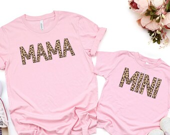 Mama and Mini Matching Shirts, Mama and Mini Leopard shirts, Mommy and me matching shirts, Comfort Colors Mama Shirt, cute Mothers day gift