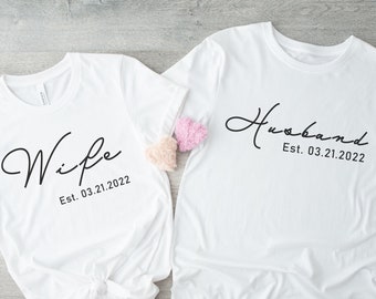 Husband and Wife Shirts, Custom Wedding Shirts, Honeymoon Shirts, Just Married Shirts, Couples Matching Shirts, Personalized Couples Shirts