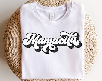 Retro Mamacita-skjorta, retro mammaskjorta, rolig mammaskjorta, skjorta för nybliven mamma, mammaoutfit, presentidéer till mors dag, Mamacita-t-shirt