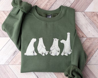 Retro Polar Bear Christmas Sweatshirt: Unisex Holiday Crewneck