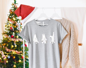 ijsbeer shirt, leuke kerst outfit, dierlijke print, vakantie partij shirt, grappige kerst T-shirt, vrouwen kerst outfit, vakantie cadeau