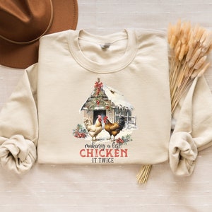 Chicken Christmas Lights Sweatshirt, Farm Animal Christmas Shirt, Funny Chicken Lover Sweater, Christmas Chicken Crewneck, Christmas Lights