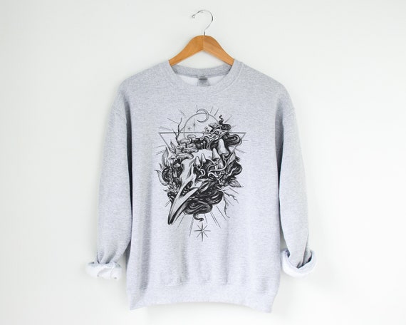 Cottagecore Crewneck, Animal Skeleton Sweatshirt, Dark Academia Clothing, Pastel Goth Sweater, Soft Grunge Shirt, Botanical Sweatshirt